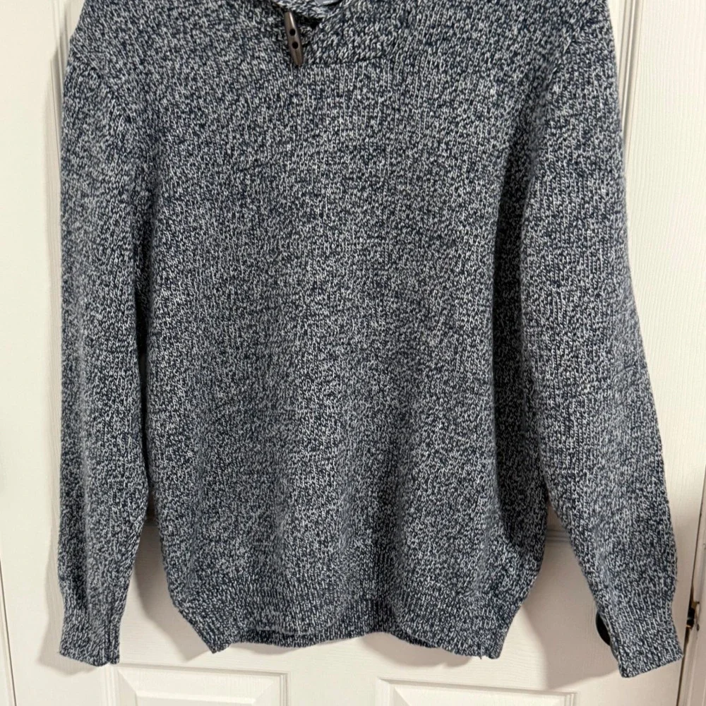 Shawl Collar Sweater Mens Large Knit Wool Chunky Preppy Old Money Academia